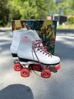 Vintage 80s Roller Derby Quad Skates White Hot Pink Women   s Size 8