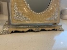 Vintage Style Tilting Vanity Mirror     Cream Enamel   Silver Tone