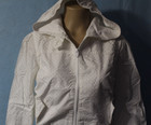 New Aeropostale White Tan Polka-dot Hooded Zip Jacket Size S See Measurements 