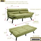70  Green Modern Linen Convertible Folding Futon Couch Sofa Bed   Adjustable Pil