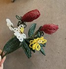 Vintage French Seed Bead Flowers Rose Buds Handmade     