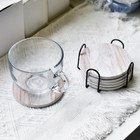 6pcs Marble Style Ceramic Drink Coasters Set With Holder