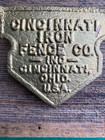 Vintage Cincinnati Iron Fence Co  Badge Emblem Cast Fence Cincinnati Ohio