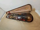 Antique Acoustic Violin In Red-lined Period Hard Case Wooden 31x9 5x4 5 