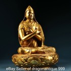 10  Old Tibet Buddhism Bronze Gilt Je Tsongkhapa Lama Guru Buddha Sit Statue