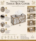 Chinoiserie Glass Tissue Box Cover Decorative Vanity Tissue Holder Gold Frame