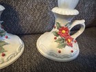 Poinsettia Kw8024 Handled Candle Holders By Lefton China  Vintage 1987