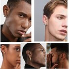 Mens Womens Punk Ear Stud Cuff Hoop Earrings Stainless Steel Non-piercing Clip