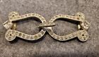Antique Art Deco 2 Pc  Rhinestone Belt Buckle  Pot Metal