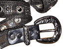 Sand Castle Beautiful Vintage Black Silver Mesh Leather Belt Italy Sz M