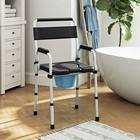 Folding Bedside Commode Chair With Handle  Adjustable Height  Black