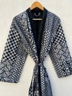 Patchwork Handmade Kantha Jacket Japanese Kimono Style Floral Kantha Robe Winter