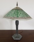 Antique French L autum Signed Art Deco Glass Cast Metal Table Lamp Art Nouveau