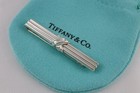 Vintage Tiffany   Co  Signature Tie Bar Clip 1992 Sterling Silver 925 W pouch