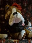 Dan Dee Bulldog Biker Plush 20   I Wuff You Faux Leather Jacket Red Bandana Dog