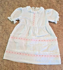 Cinderella Brand Vintage Girls White Lace Pink Ribbon 100  Cotton Dress Size 8