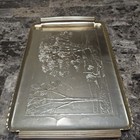  Arthur Armour Hammered Serving Tray  Tree   Country Church  Aluminum Vintage 
