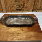 Vtg Silver-plated Footed Serving Bread Tray Ornate Handles Scalloped Rim