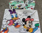 Disney Mickey Minnie Donald Daisy Goofy Pluto 3 Pc Vintage Twin Sheet Set