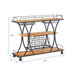Painted Bar Cart With Wine Rack And Glass Holder For Kitchen Serving Hotel Brown