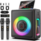 Karaoke Machine  Portable Bluetooth 5 3 Speaker With 2 Wireless Microphones F   