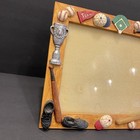 Vtg Russ Berrie Wood Look Baseball Themed 3d 8   x10    Picture Frame  Hand Painted 
