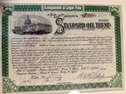 Framed Standard Oil Stock Certificate Signed By H m  Flagler And W h  Tilford 