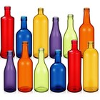 12 Pcs Colored Glass Bottles - Decorative Empty Wine Bottles For Garden Decor