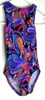 Gk Elite   Cm Child M Medium Gymnastics Leotard Nylon Purple Blue Orange Black