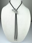 Vintage Diamond Cut Silver Pewter Western Rodeo Bull Rider Cowboy Bolo Tie