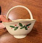 Vintage Lenox Holly   Berry Holiday Basket Candy Dish  24k Gold Trim