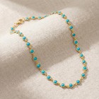 14k Yellow Gold Plated Round Sleeping Beauty Turquoise Station Necklace Lobster
