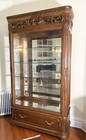 Vintage French Provincial Style Lighted Display Cabinet With Side Glass Doors