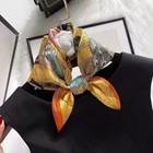 100  Mulberry Silk 20  Square Scarf Women Neckerchief Wrap Yellow Circus Animal
