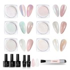 6 Color Iridescent Chrome Nail Powder Kit - Metallic Mirror   Glitter For Nail A