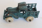 Vintage 1930 s Arcade  176r Cast Iron Orig  Blue Paint Stake Truck Toy