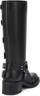 Women Knee High Riding Boots Low Heel Slip On Motorcycle Biker Boots Black