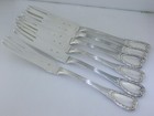 Rare 6 French Sterling Silver Melon Forks Knives Unusual Form Robert Linzeler