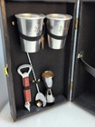 Vintage Collins Brothers Portable Travel Bar Case Cocktail Set W 2cups