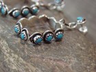 Native American Indian Sterling Silver   Turquoise Post Dangle Earrings - Lon   
