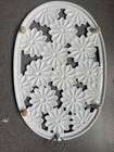 Vintage Heavy Footed Cast Iron Trivet White W Yellow Daisies Retro Kitchen 1997