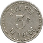 Portland  Oregon Or Frank Anderson Saloon 95 Fourth St  Good For 5   Trade Token