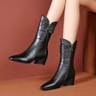 Women s Rhinestone Pointed Toe And Velvet High-heeled Ankle Boots