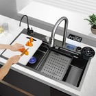 29 5   17 7in Black Smart Single Bowl Sink Kitchen Sink With Led Digital Display