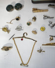 Vintage Junk Drawer Lot Cufflinks Tie Clips Pins Mens Jewelry Broken Incomplete