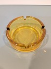 Vintage Mcm Amber Glass Ashtray Round Textured Pebble Bottom Mid Century Modern