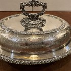 Barker Ellis Silver Plate Ornate Covered Serving Dish England Shell Hallmark Ec