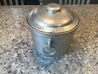 Vintage Hammered Silver Aluminum Ice Bucket W lid Made In Italy Mcm Retro 60s