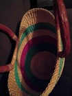 Handwoven Bolga Basket  Ghana Market Tote With Leather Handle