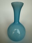 Aqua Turquoise Blue Cased Glass Vase Opaline Style Bottle Bud Vase 7 5   